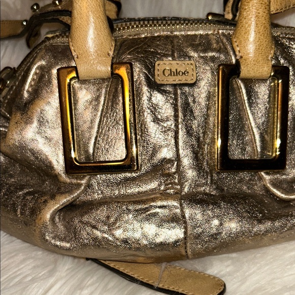 Chloe Metallic Gold Satchel Bag - Picture 5 of 16